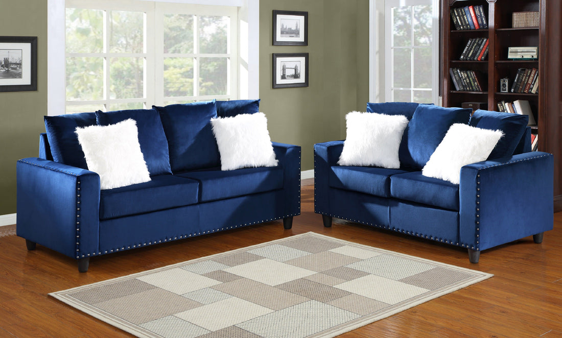 Cyndia Blue Velvet Sofa - SH3189BLU-2 - Bien Home Furniture &amp; Electronics