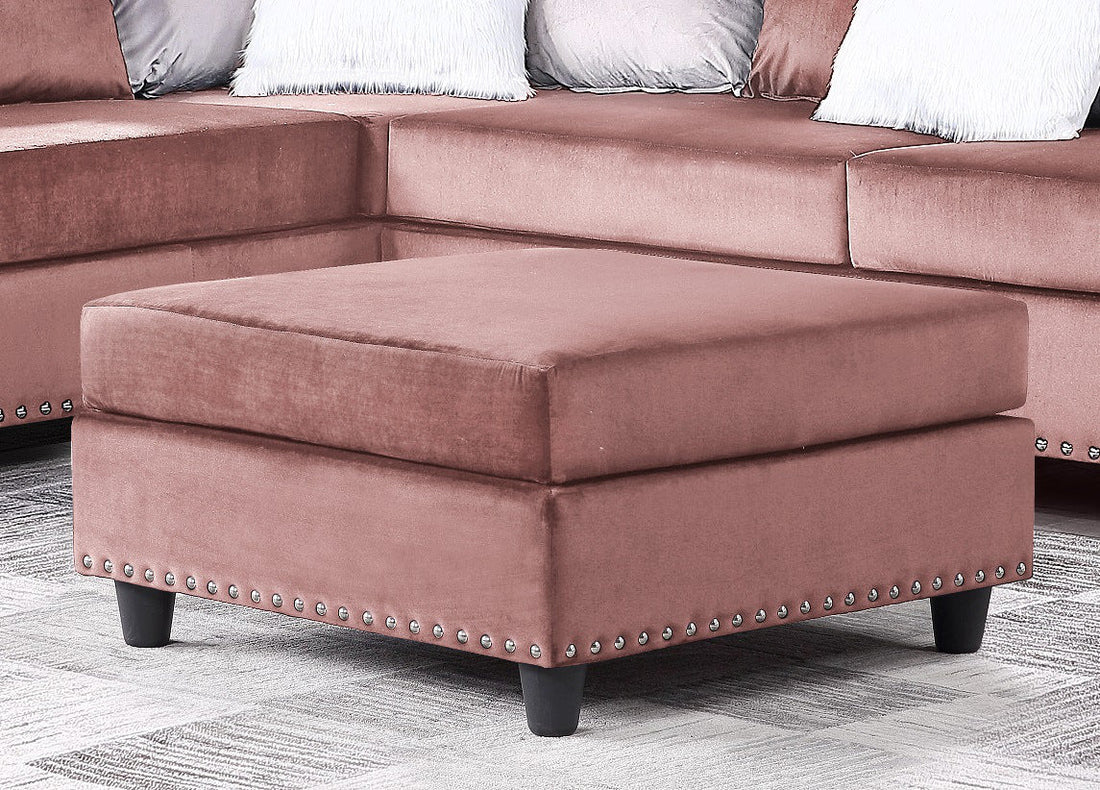 Cyndia Pink Velvet Ottoman - SH3187PNK-4 - Bien Home Furniture &amp; Electronics