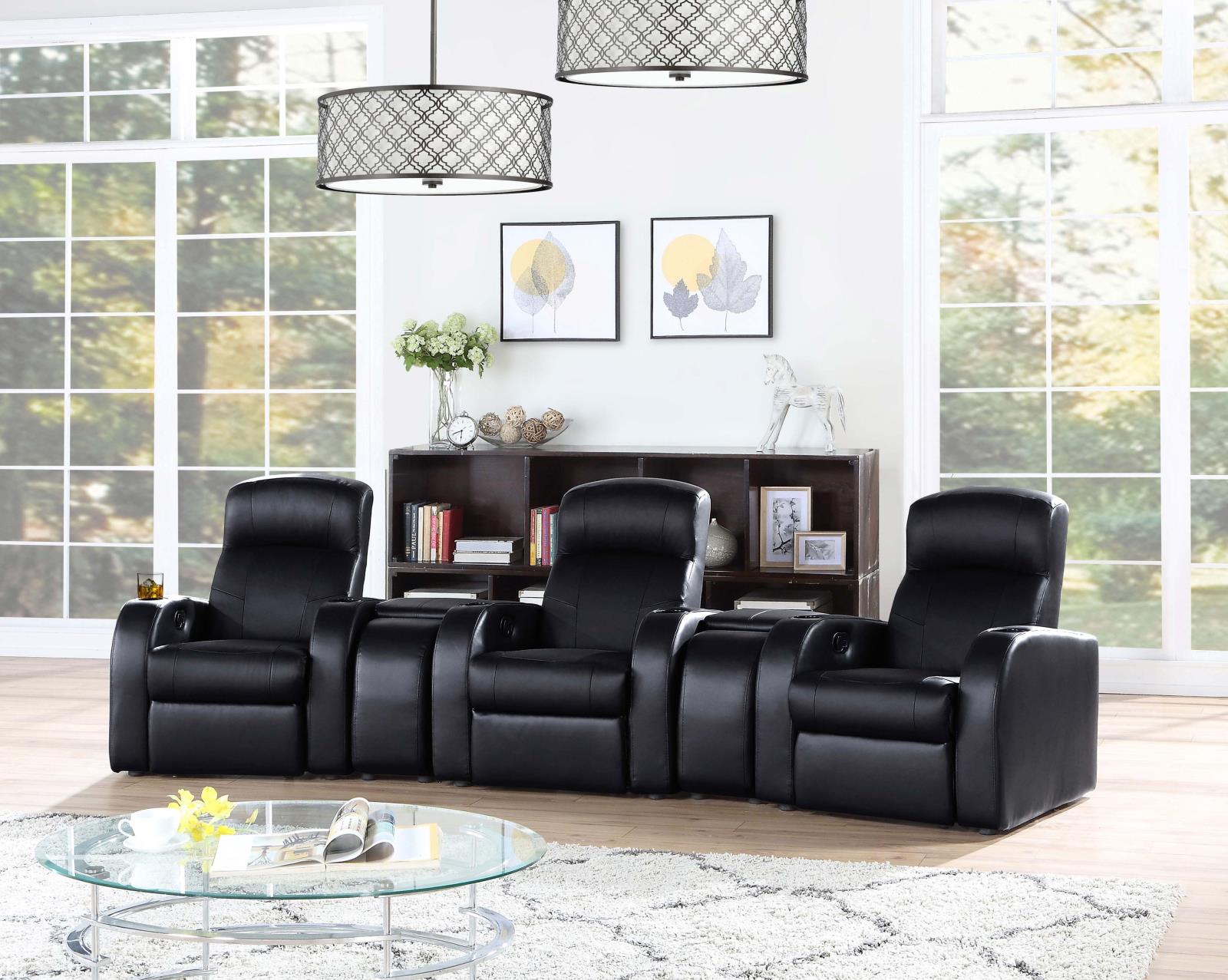 Cyrus Home Theater Upholstered Recliner Black - 600001 - Bien Home Furniture & Electronics