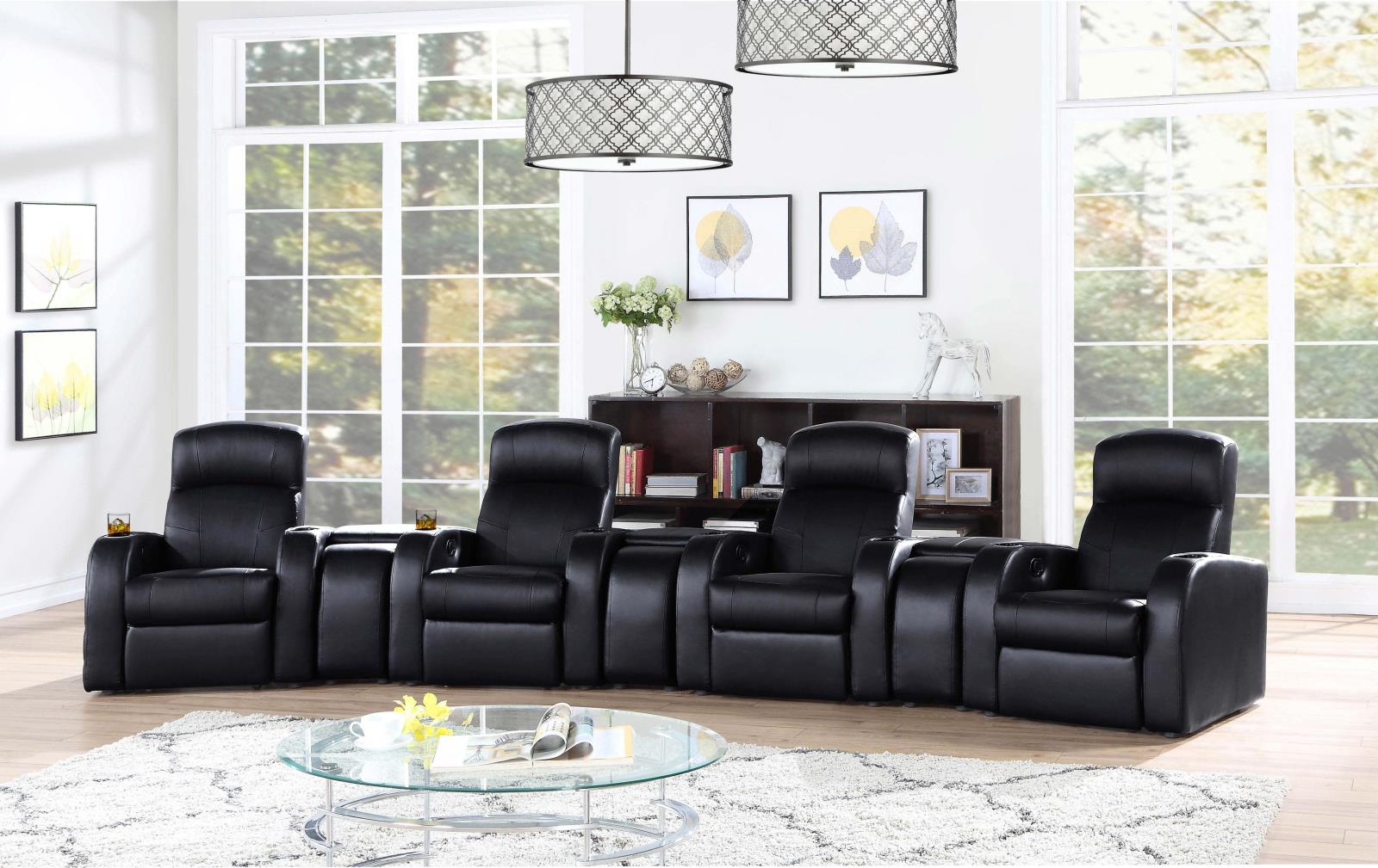 Cyrus Home Theater Upholstered Recliner Black - 600001 - Bien Home Furniture & Electronics