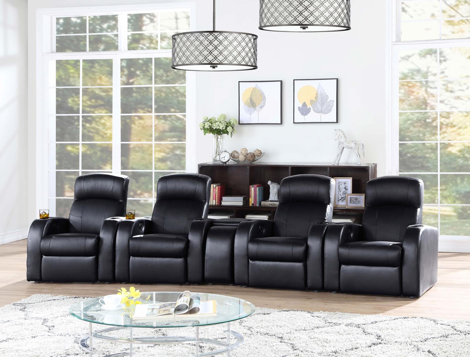 Cyrus Home Theater Upholstered Recliner Black - 600001 - Bien Home Furniture & Electronics