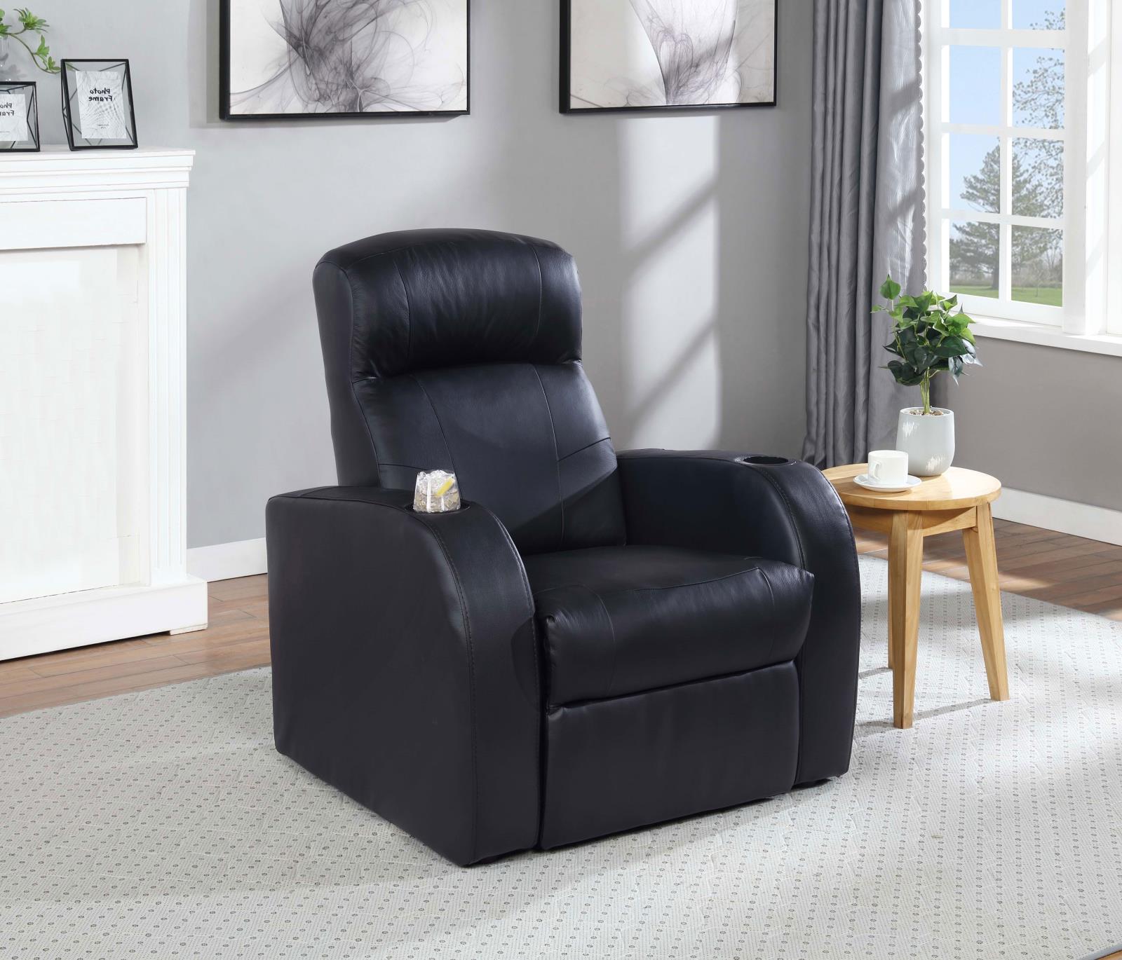 Cyrus Home Theater Upholstered Recliner Black - 600001 - Bien Home Furniture & Electronics