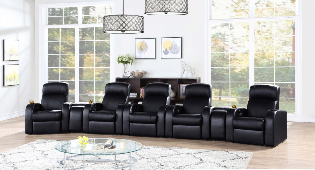 Cyrus Upholstered Recliner Living Room Set Black - 600001-S5B - Bien Home Furniture & Electronics