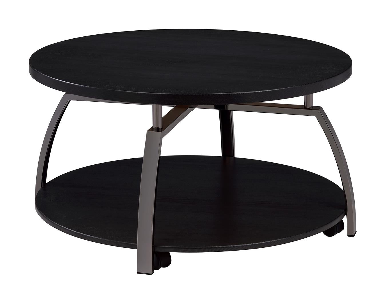Dacre Dark Gray/Black Nickel Round Coffee Table - 722208 - Bien Home Furniture & Electronics