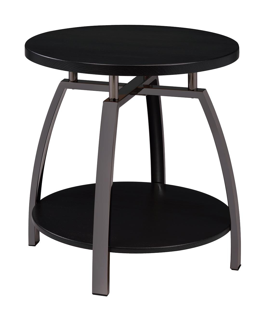 Dacre Round End Table Dark Gray/Black Nickel - 722207 - Bien Home Furniture & Electronics