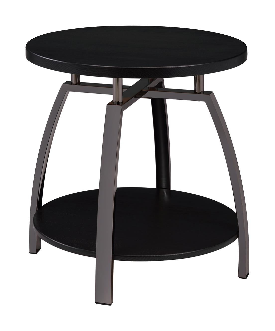 Dacre Round End Table Dark Gray/Black Nickel - 722207 - Bien Home Furniture &amp; Electronics
