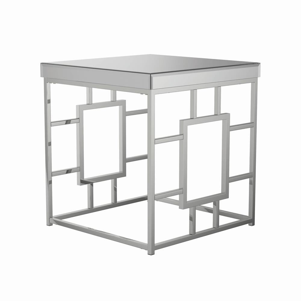 Dafina Geometric Frame Square End Table Chrome - 723077 - Bien Home Furniture &amp; Electronics