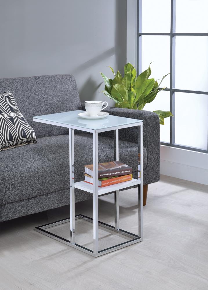 Daisy Chrome/White 1-Shelf Accent Table - 904018 - Bien Home Furniture &amp; Electronics