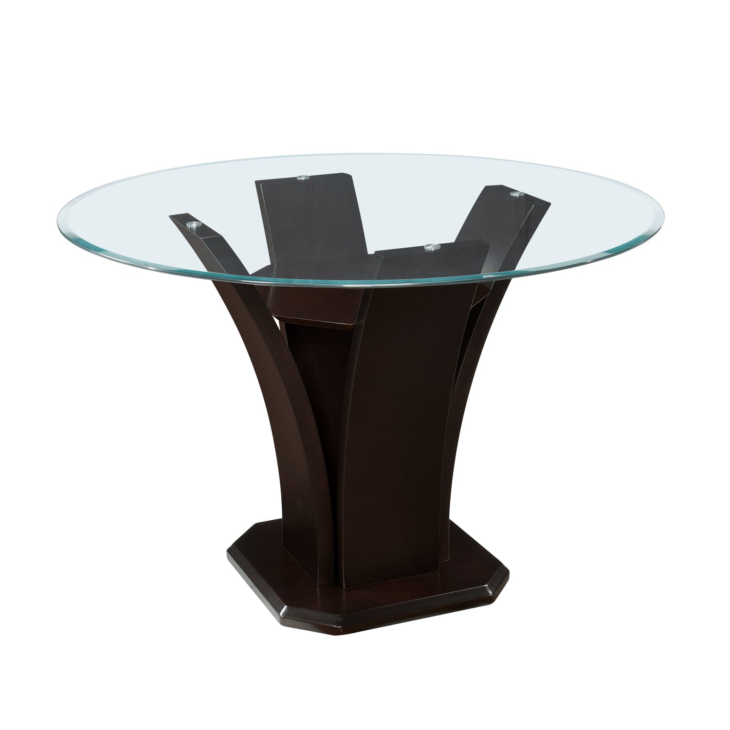 Daisy Dark Brown Glass-Top 54&quot; Round Counter Height Table - SET | 710-36RDB | 710-36RDC | G54RD - Bien Home Furniture &amp; Electronics