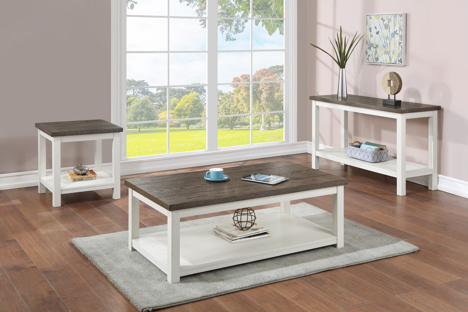 Dakota Chalk White Coffee Table with Casters - 3713CG-01 - Bien Home Furniture & Electronics