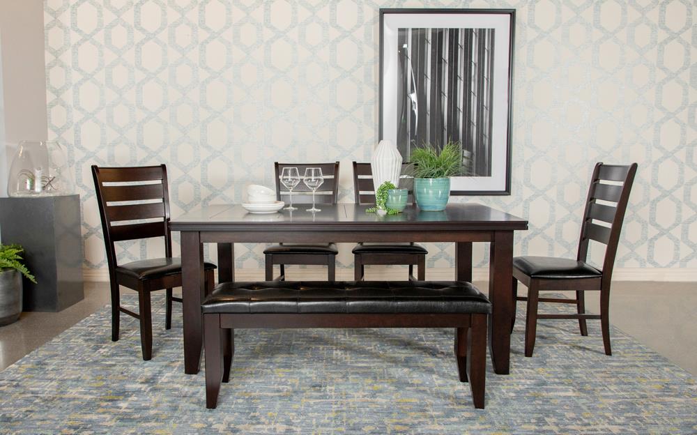 Dalila Cappuccino/Black Tufted Upholstered Dining Bench - 102723 - Bien Home Furniture &amp; Electronics