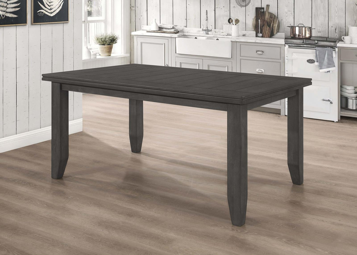 Dalila Dark Gray Rectangular Plank Top Dining Table - 102721GRY - Bien Home Furniture & Electronics