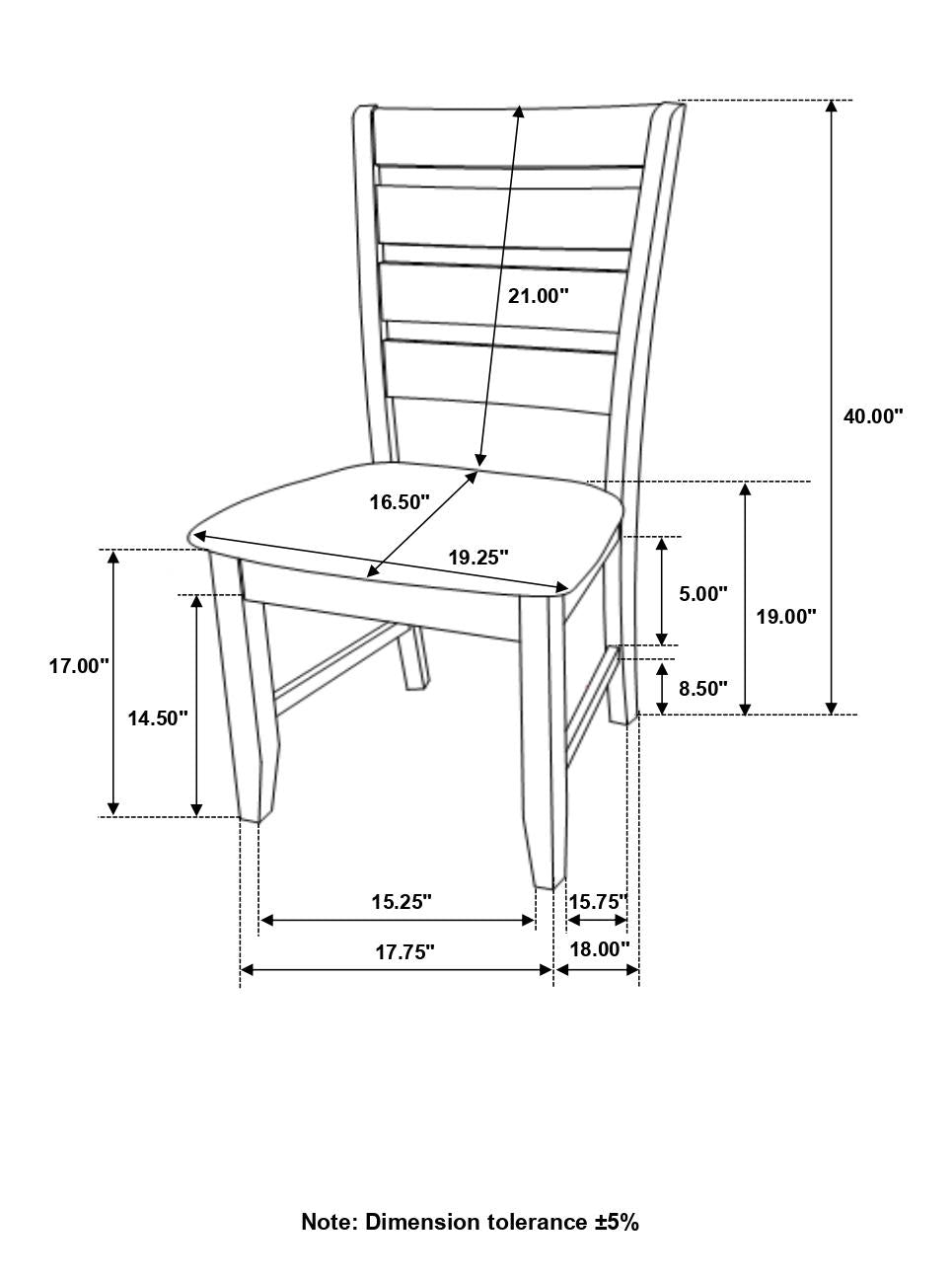 Dalila Gray/Dark Gray Ladder Back Side Chair, Set of 2 - 102722GRY - Bien Home Furniture & Electronics