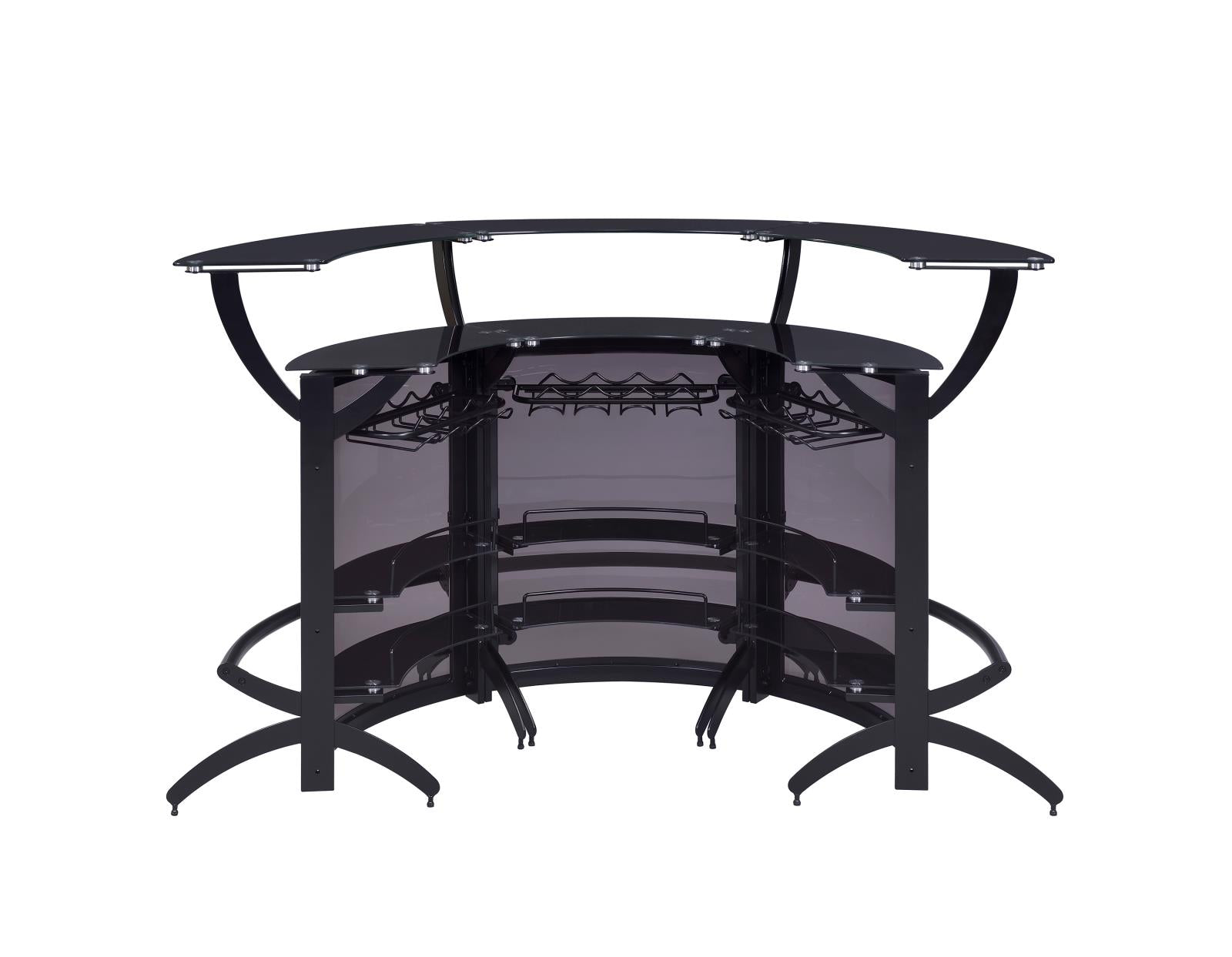 Dallas Smoke/Black Curved Bar Unit, Set of 3 - 182135-S3 - Bien Home Furniture & Electronics