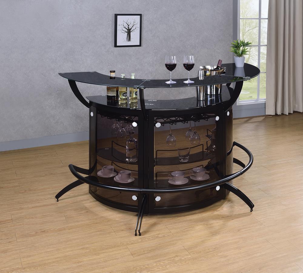 Dallas Smoked/Black 3-Bottle Wine Rack Bar Unit - 182135 - Bien Home Furniture &amp; Electronics