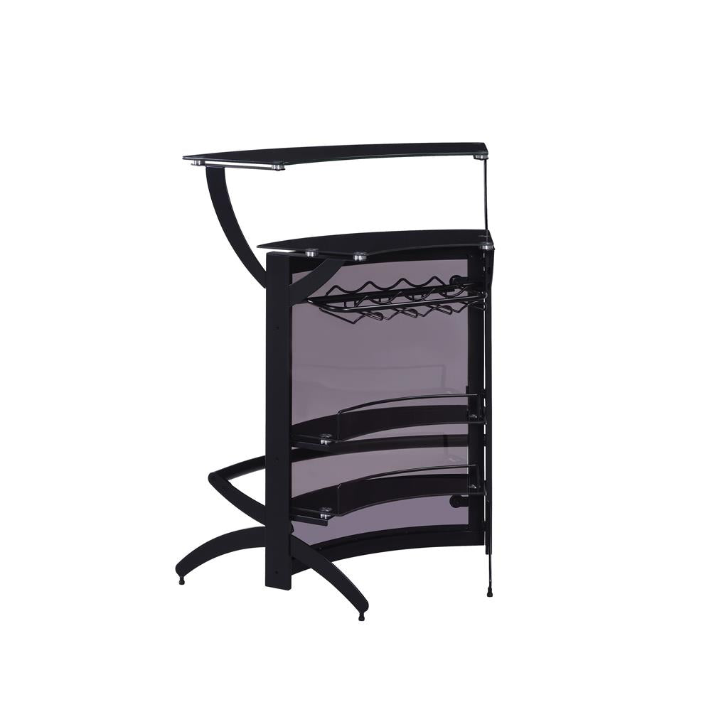 Dallas Smoked/Black 3-Bottle Wine Rack Bar Unit - 182135 - Bien Home Furniture & Electronics