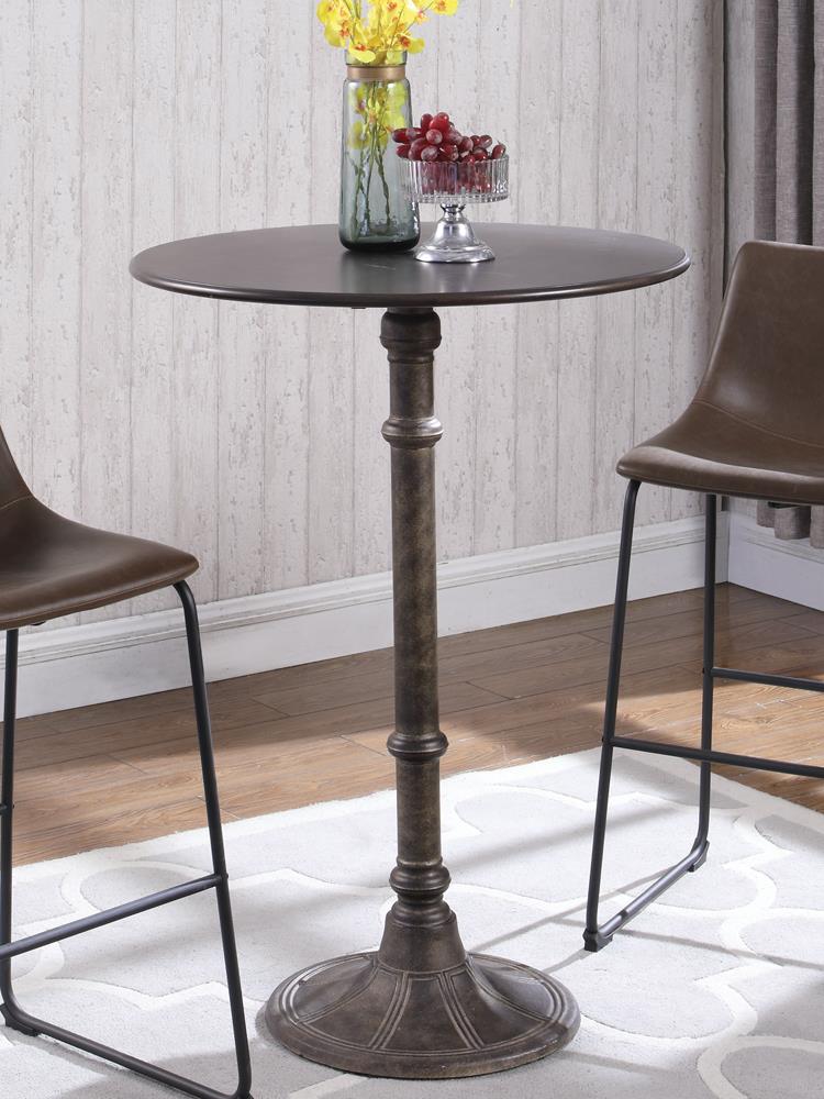 Danbury Dark Russet/Antique Bronze Round Bar Table - 100064 - Bien Home Furniture &amp; Electronics