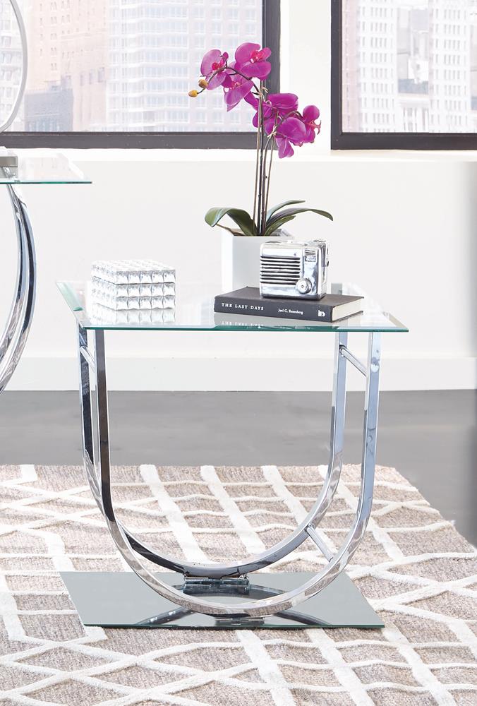 Danville U-Shaped End Table Chrome - 704987 - Bien Home Furniture & Electronics