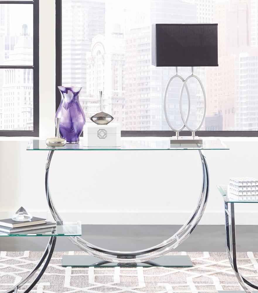 Danville U-Shaped Sofa Table Chrome - 704989 - Bien Home Furniture & Electronics