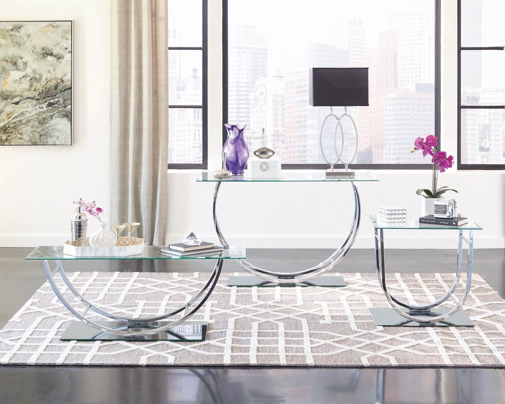Danville U-Shaped Sofa Table Chrome - 704989 - Bien Home Furniture & Electronics