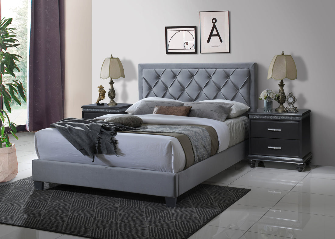 Danzy Gray Queen Upholstered Panel Bed - SET | 5092-Q-HBFB | 5092-KQ-RAIL - Bien Home Furniture &amp; Electronics
