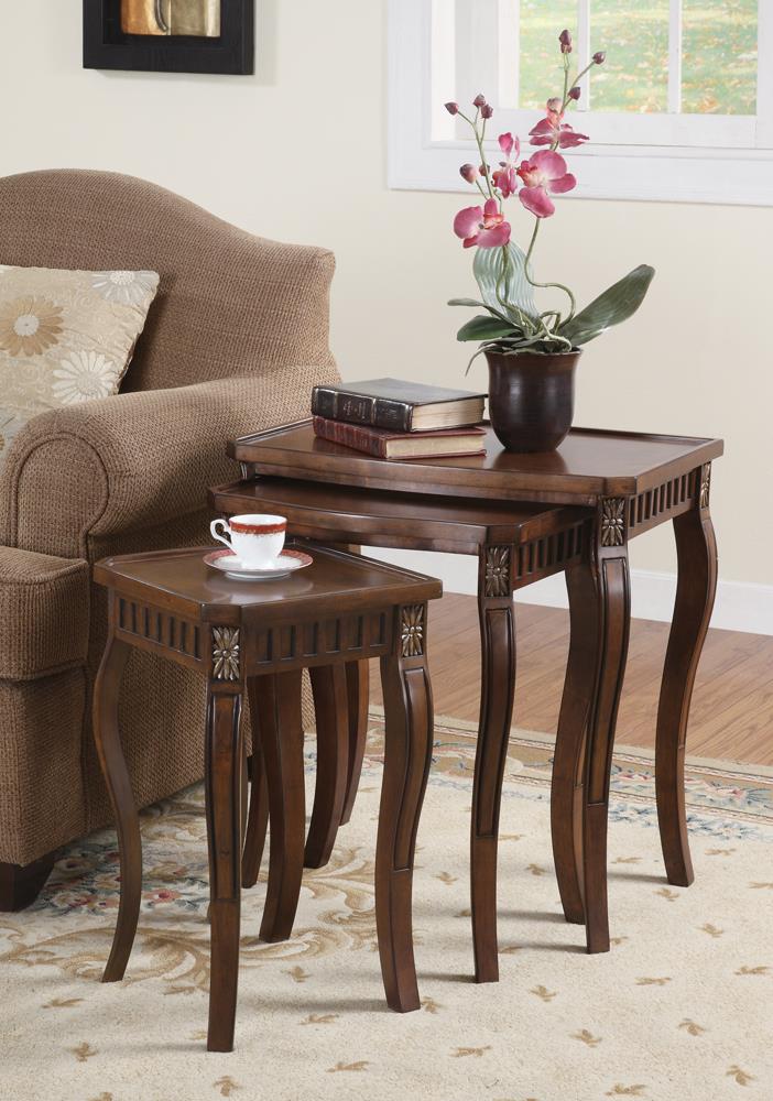 Daphne 3-Piece Curved Leg Nesting Tables Warm Brown - 901076 - Bien Home Furniture &amp; Electronics