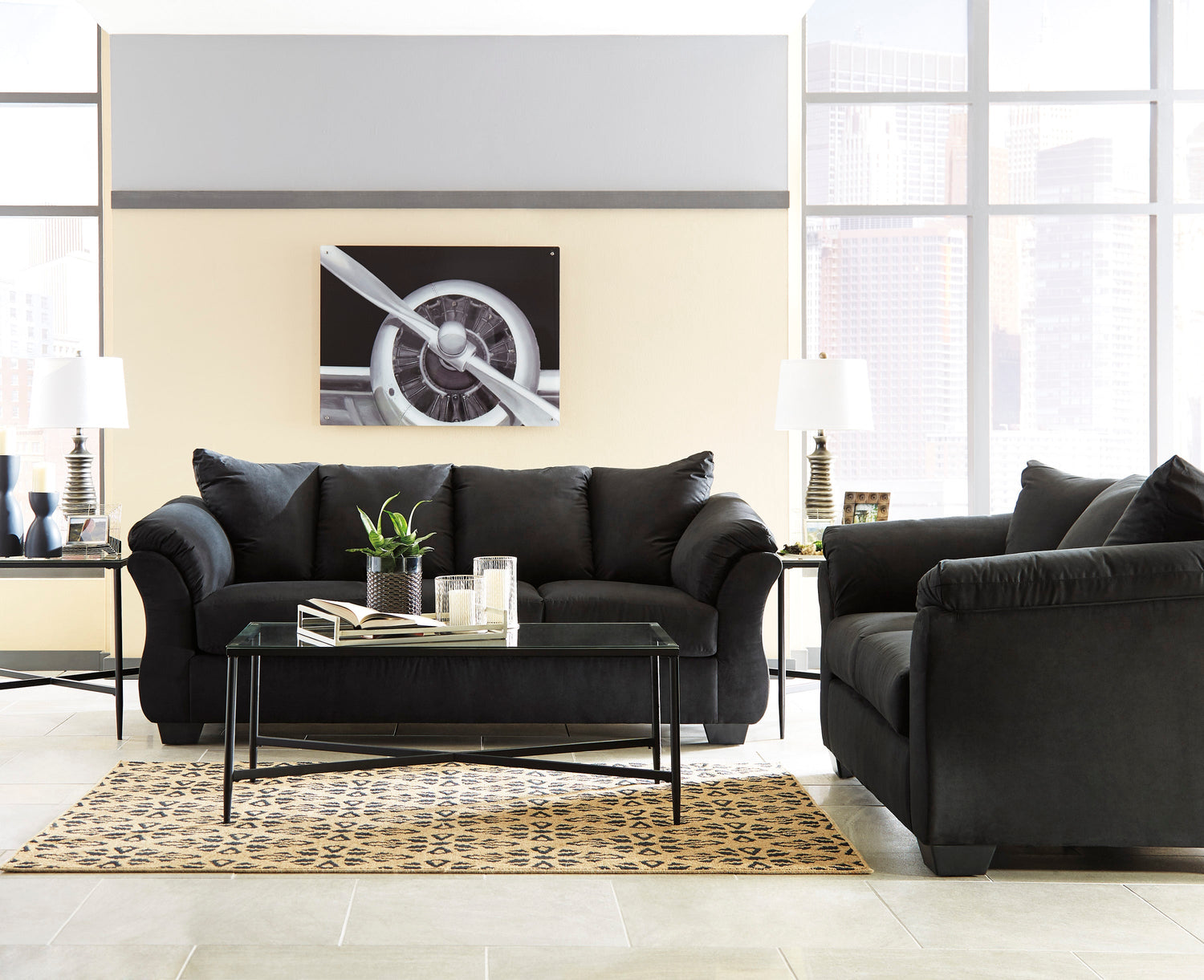 Darcy Black Living Room Set - SET | 7500838 | 7500835 - Bien Home Furniture & Electronics