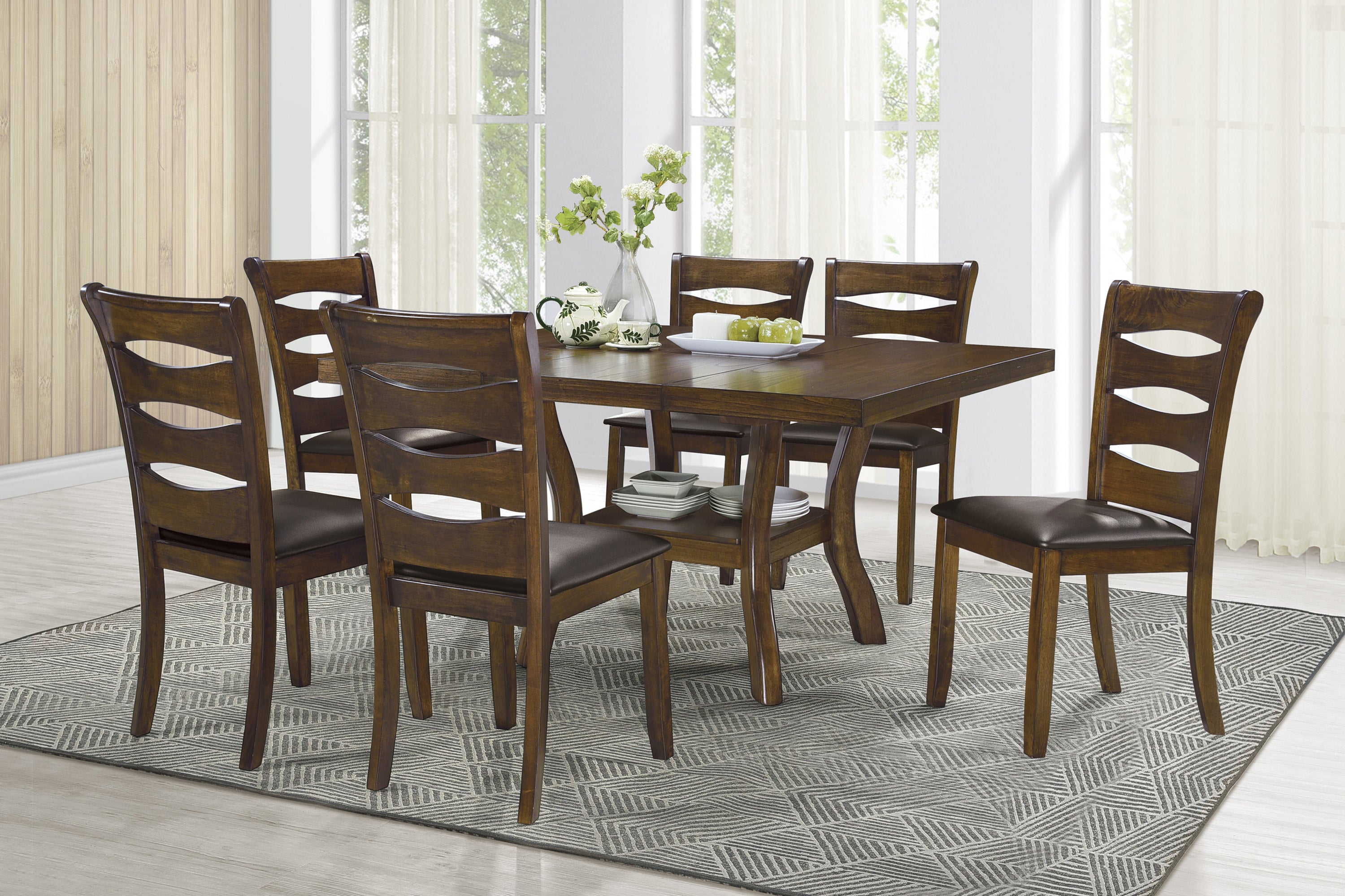 Darla Brown Extendable Dining Set - SET | 5712-54 | 5712-54B | 5712S(2) - Bien Home Furniture &amp; Electronics