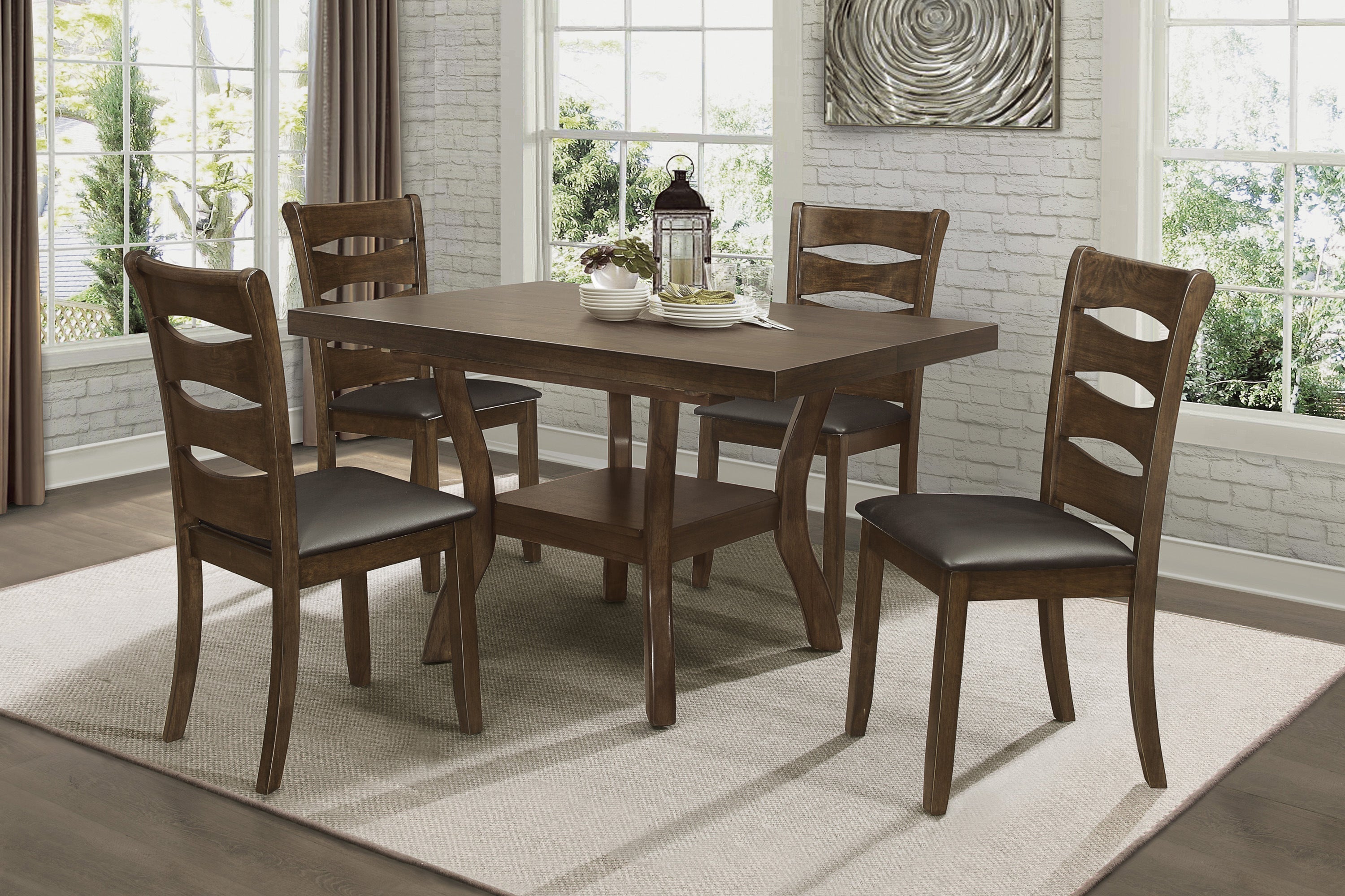 Darla Brown Extendable Dining Set - SET | 5712-54 | 5712-54B | 5712S(2) - Bien Home Furniture &amp; Electronics