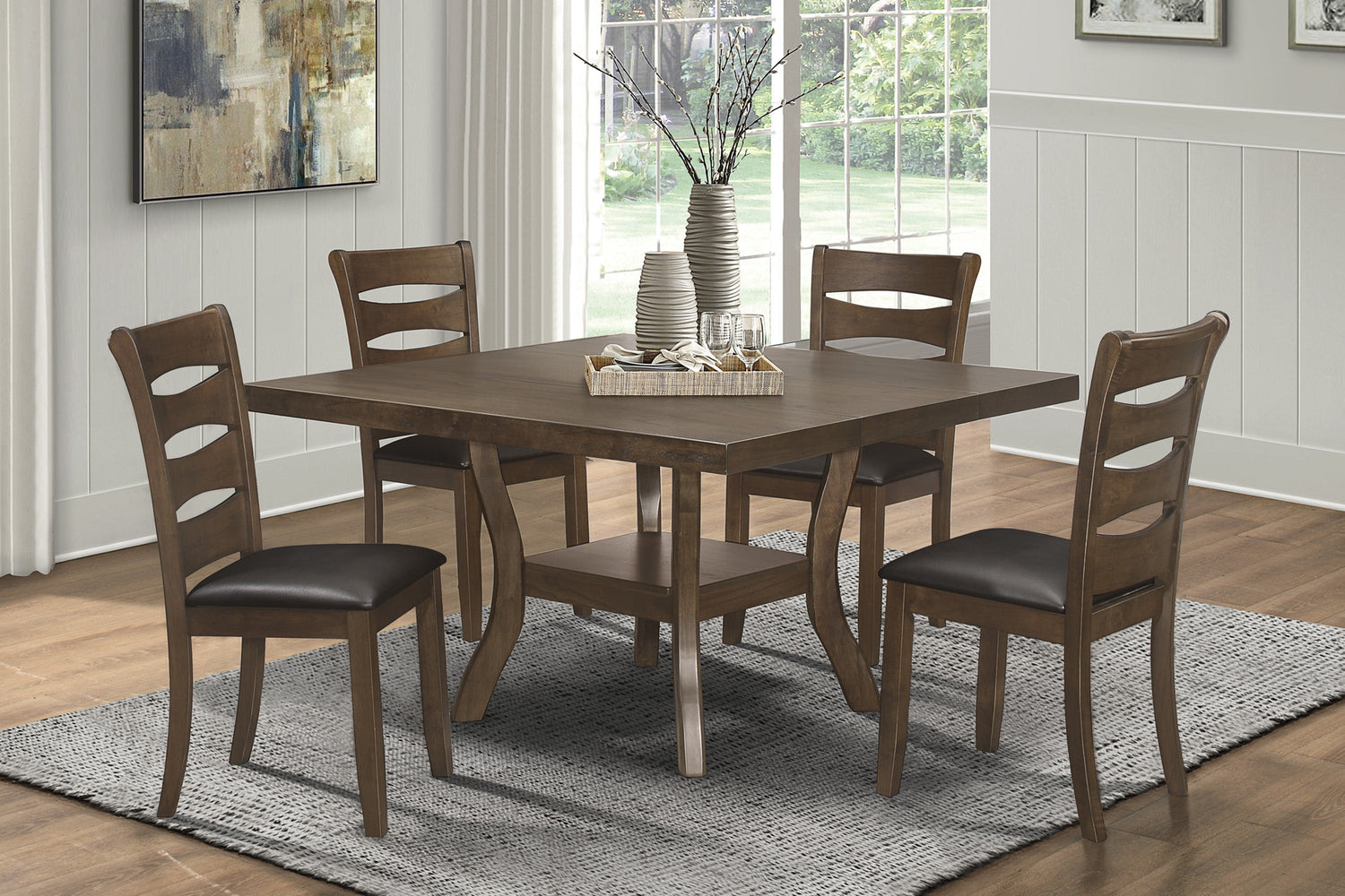 Darla Brown Extendable Dining Table - SET | 5712-54 | 5712-54B - Bien Home Furniture & Electronics