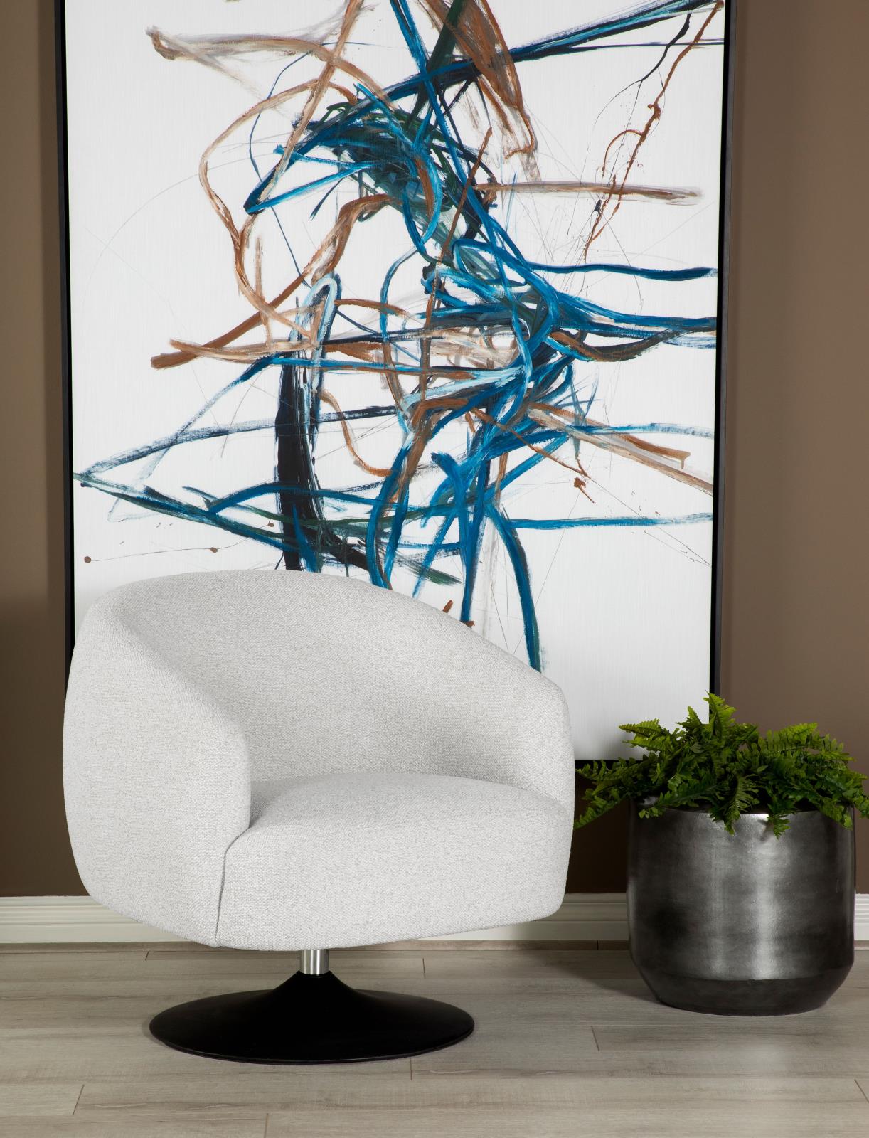 Dave Beige/Matte Black Upholstered Swivel Accent Chair - 905739 - Bien Home Furniture & Electronics