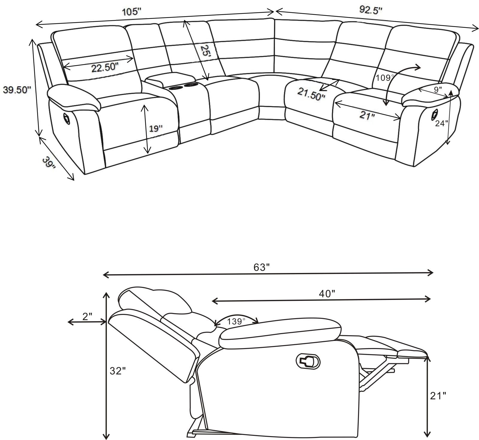 David 3-Piece Upholstered Motion Sectional with Pillow Arms Smoke - 609620 - Bien Home Furniture & Electronics