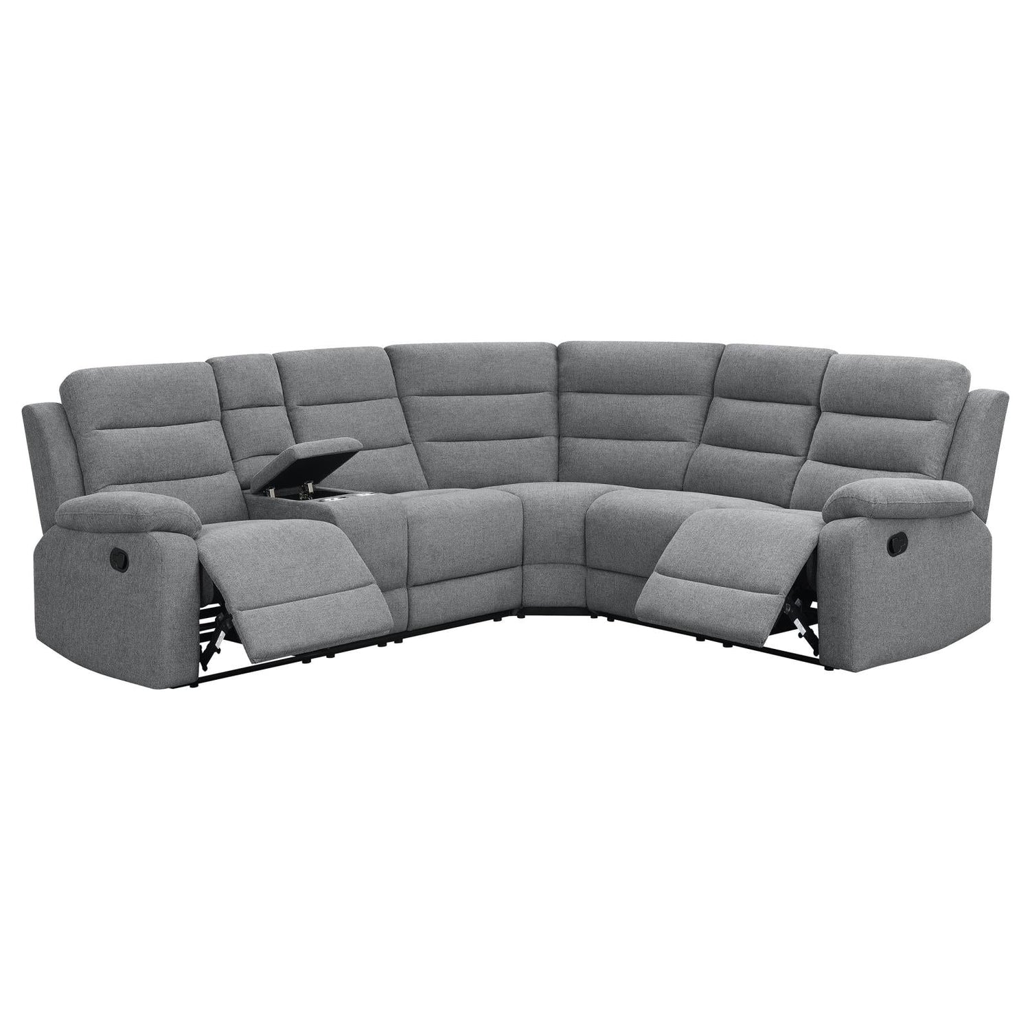 David 3-Piece Upholstered Motion Sectional with Pillow Arms Smoke - 609620 - Bien Home Furniture & Electronics