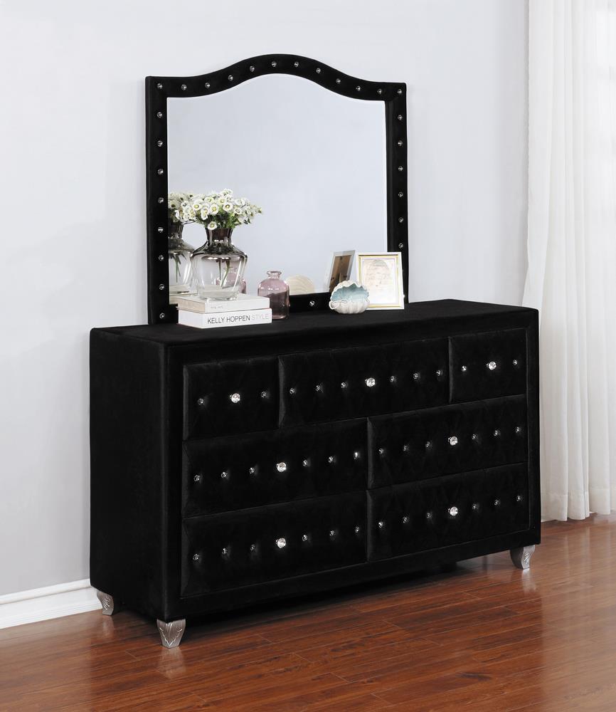 Deanna Black Button Tufted Mirror - 206104 - Bien Home Furniture & Electronics