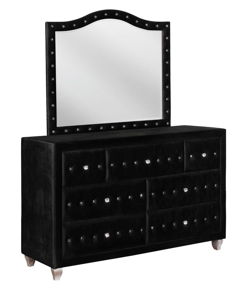 Deanna Black Button Tufted Mirror - 206104 - Bien Home Furniture & Electronics