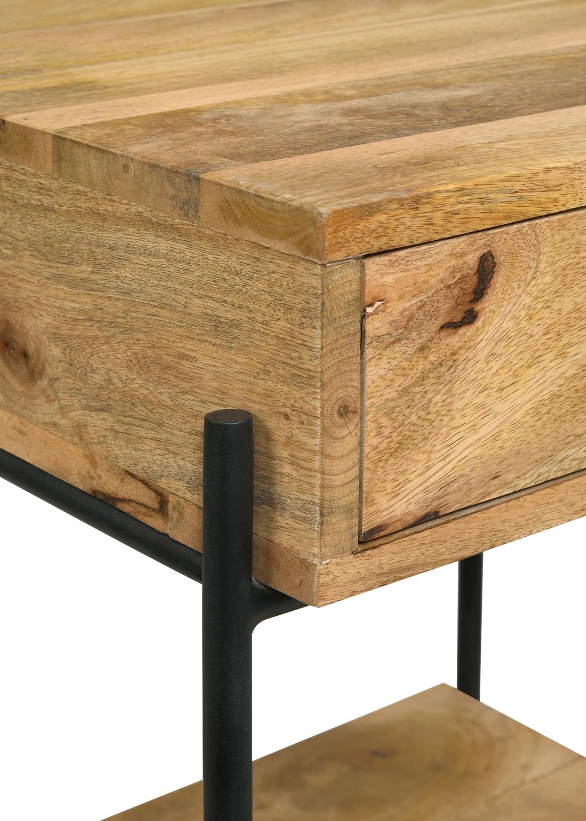 Declan Natural Mango/Black 1-Drawer Accent Table with Open Shelf - 959556 - Bien Home Furniture & Electronics