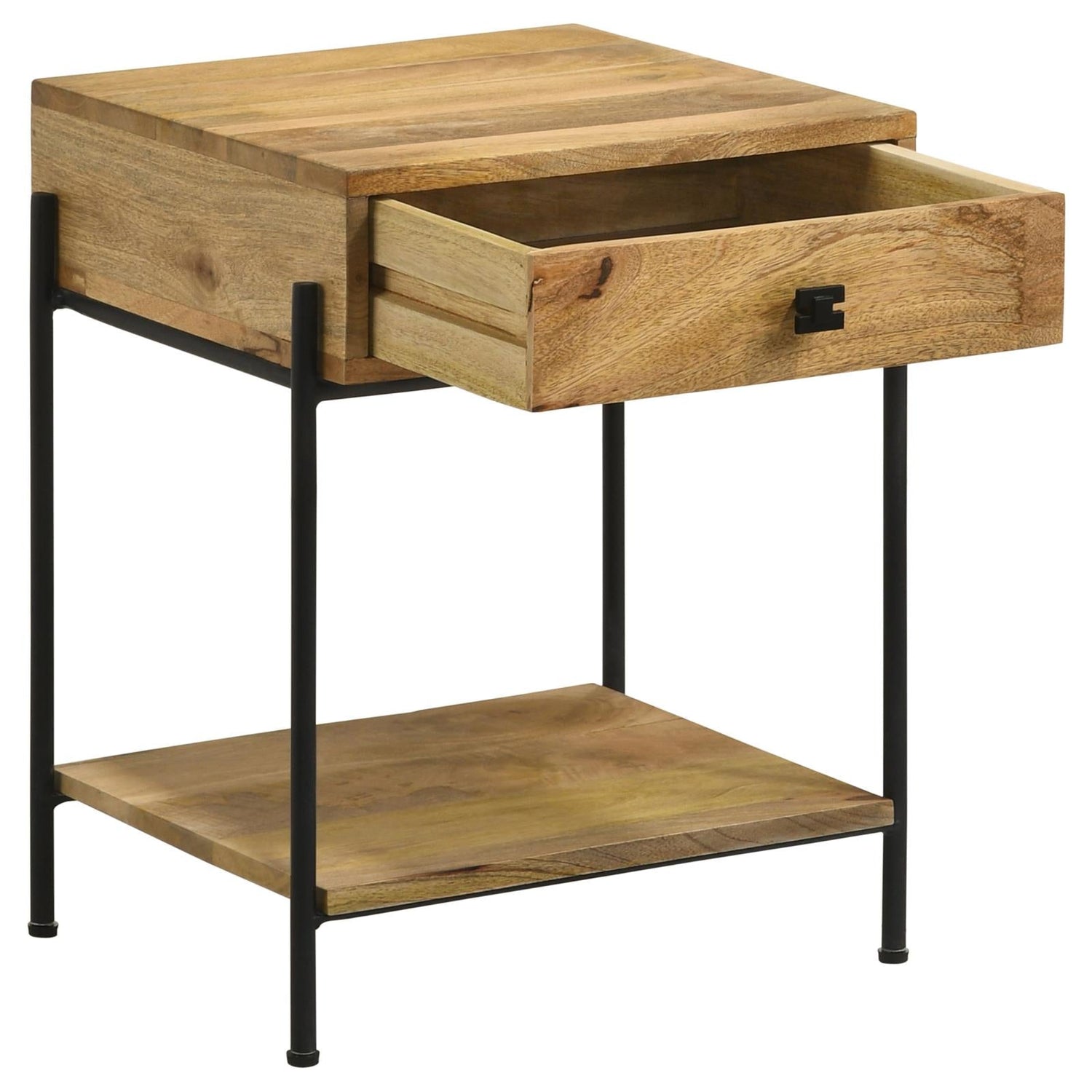 Declan Natural Mango/Black 1-Drawer Accent Table with Open Shelf - 959556 - Bien Home Furniture & Electronics