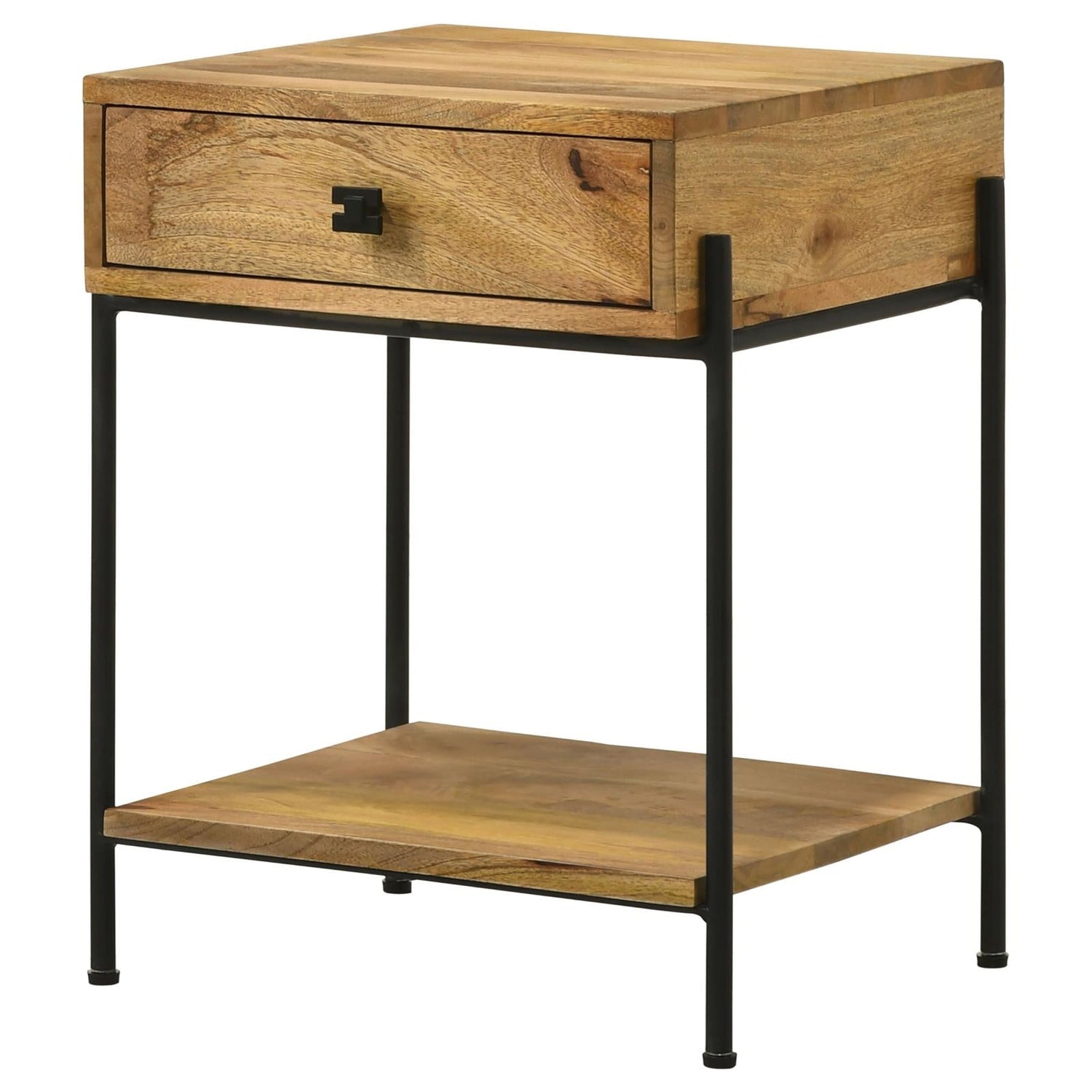 Declan Natural Mango/Black 1-Drawer Accent Table with Open Shelf - 959556 - Bien Home Furniture & Electronics