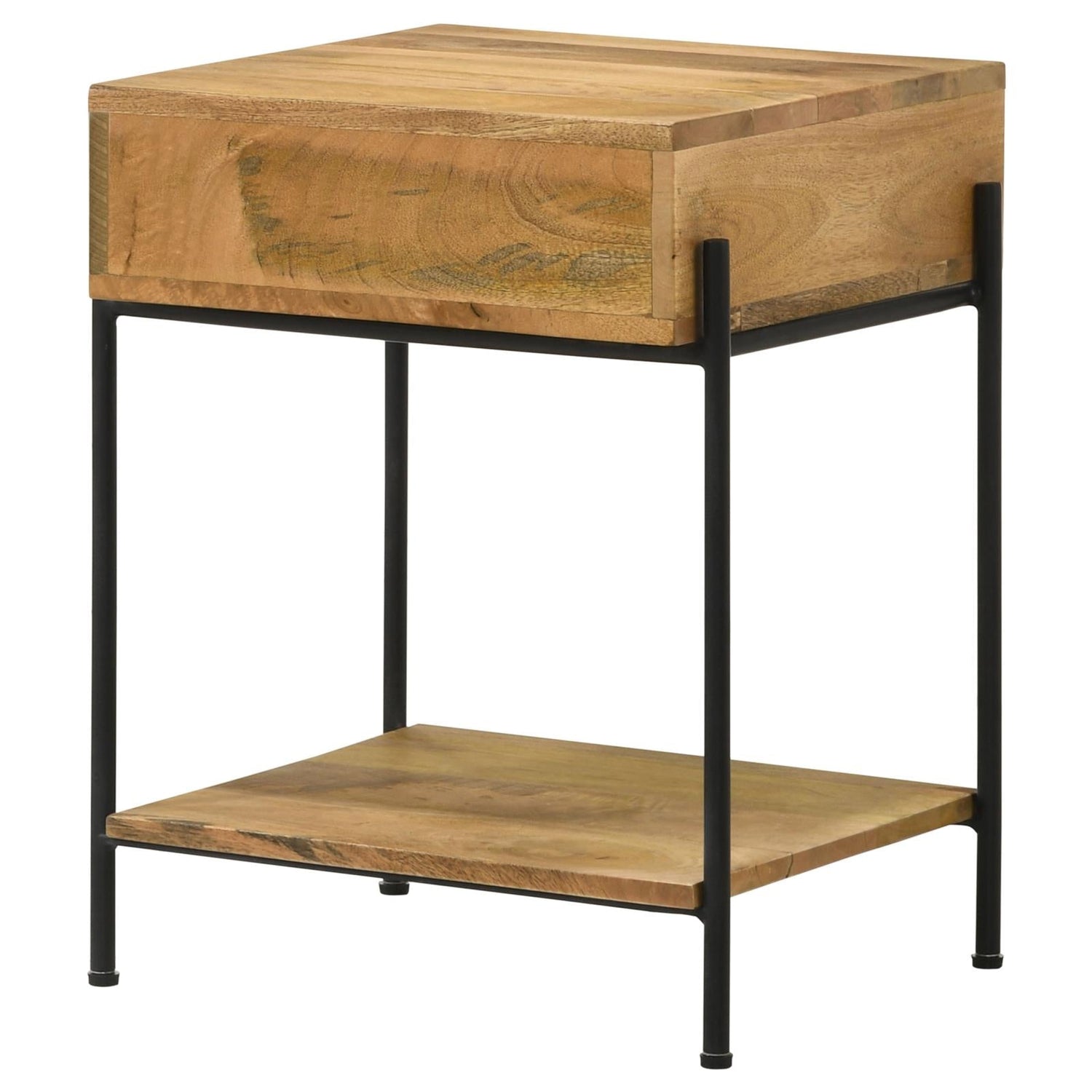 Declan Natural Mango/Black 1-Drawer Accent Table with Open Shelf - 959556 - Bien Home Furniture & Electronics