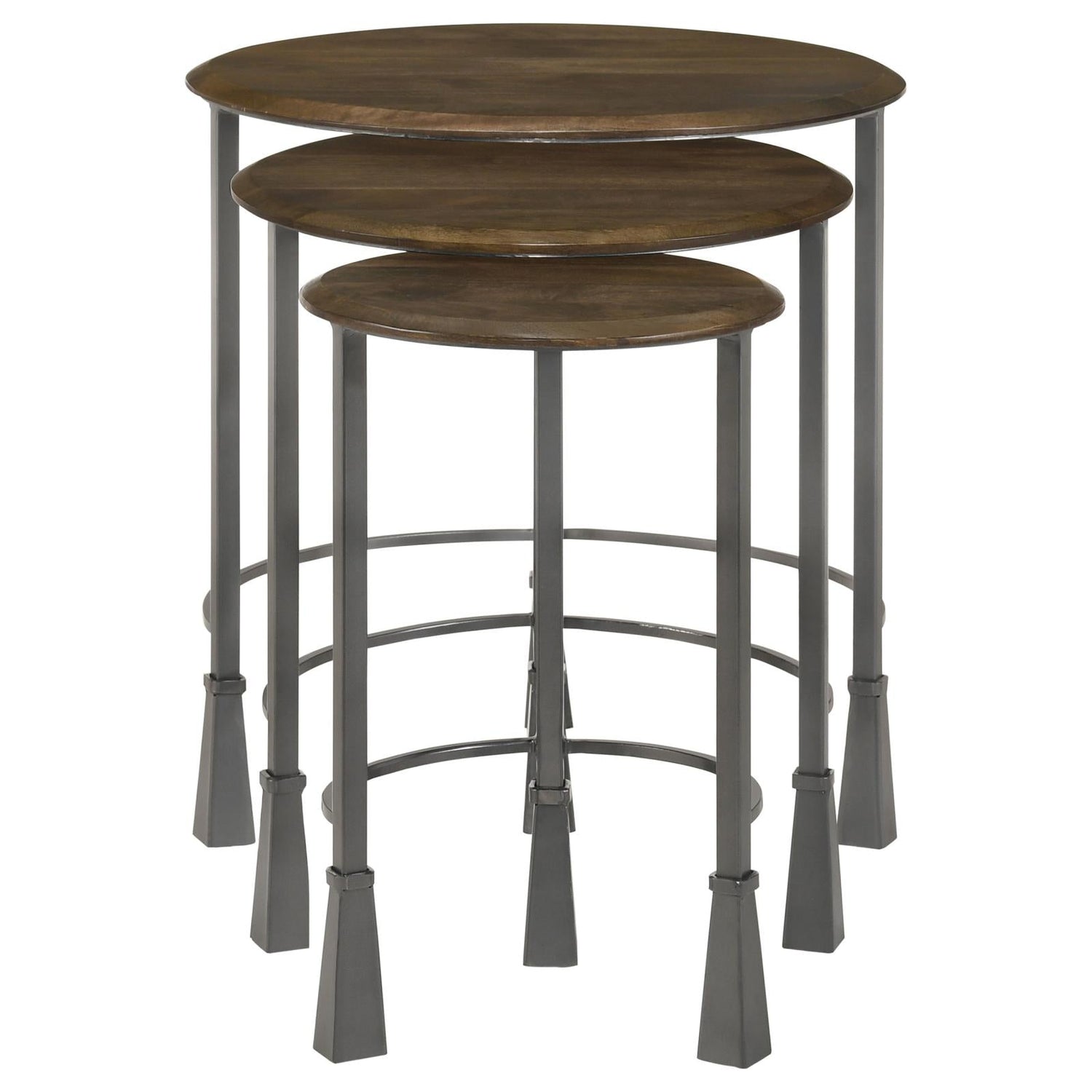 Deja 3-Piece Round Nesting Table Natural/Gunmetal - 935971 - Bien Home Furniture & Electronics