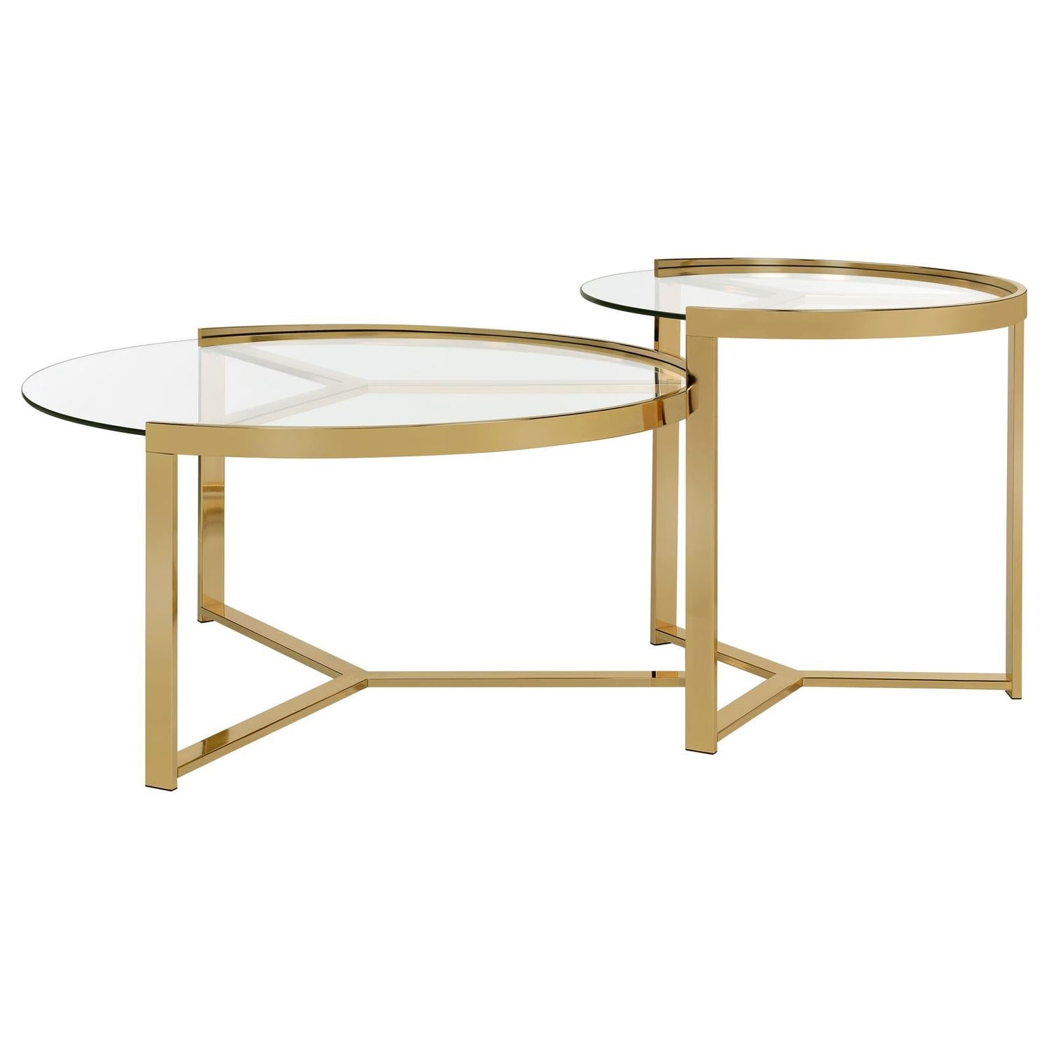 Delia 2-Piece Round Nesting Table Clear/Gold - 930251 - Bien Home Furniture & Electronics