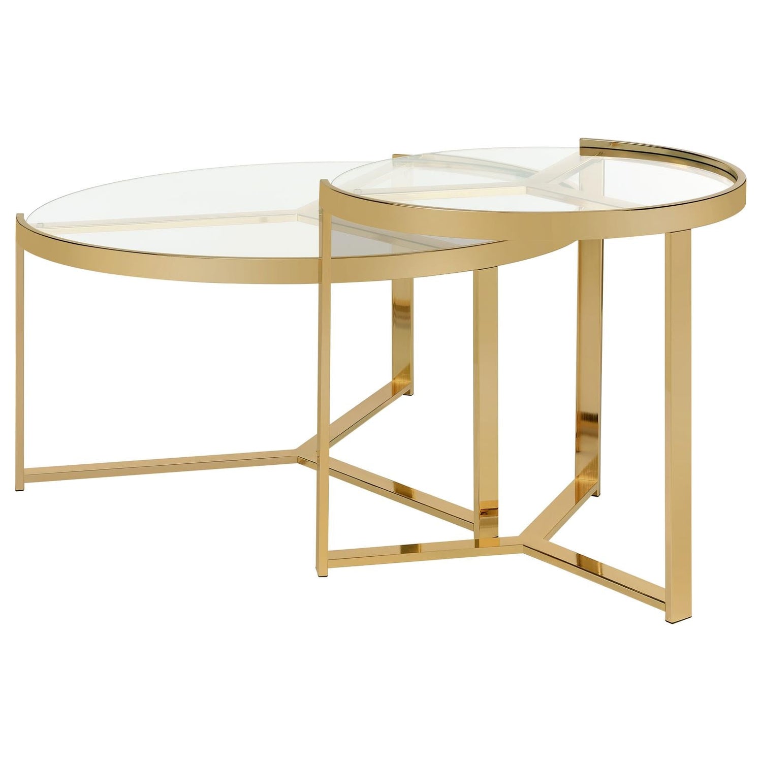 Delia 2-Piece Round Nesting Table Clear/Gold - 930251 - Bien Home Furniture & Electronics