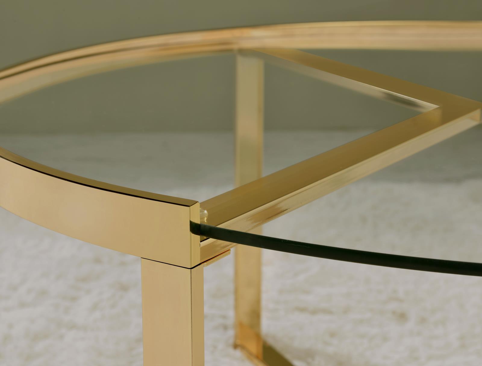 Delia 2-Piece Round Nesting Table Clear/Gold - 930251 - Bien Home Furniture & Electronics