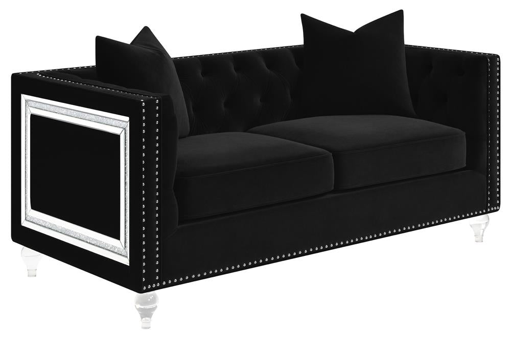 Delilah Upholstered Tufted Tuxedo Arm Loveseat Black - 509362 - Bien Home Furniture &amp; Electronics
