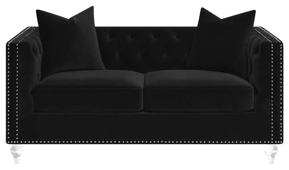 Delilah Upholstered Tufted Tuxedo Arm Loveseat Black - 509362 - Bien Home Furniture &amp; Electronics
