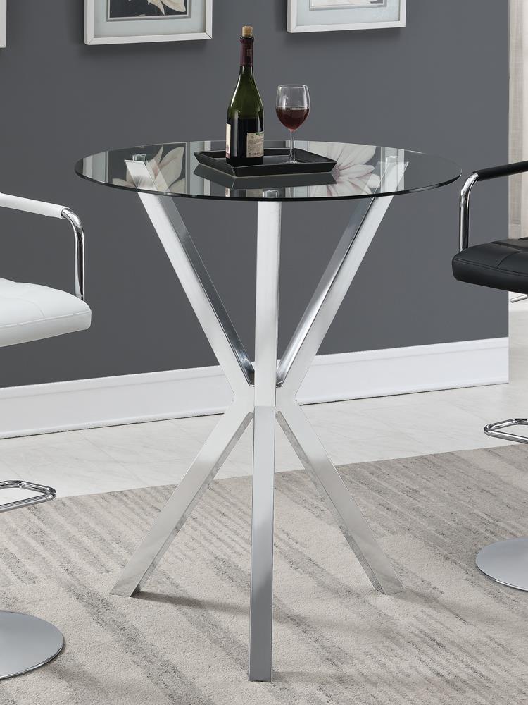 Denali Chrome Round Glass Top Bar Table - 100186 - Bien Home Furniture &amp; Electronics