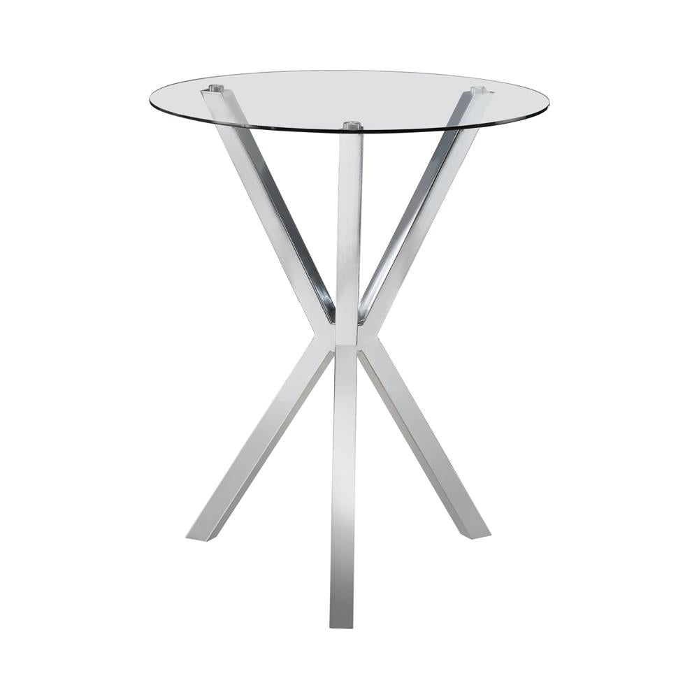 Denali Chrome Round Glass Top Bar Table - 100186 - Bien Home Furniture & Electronics
