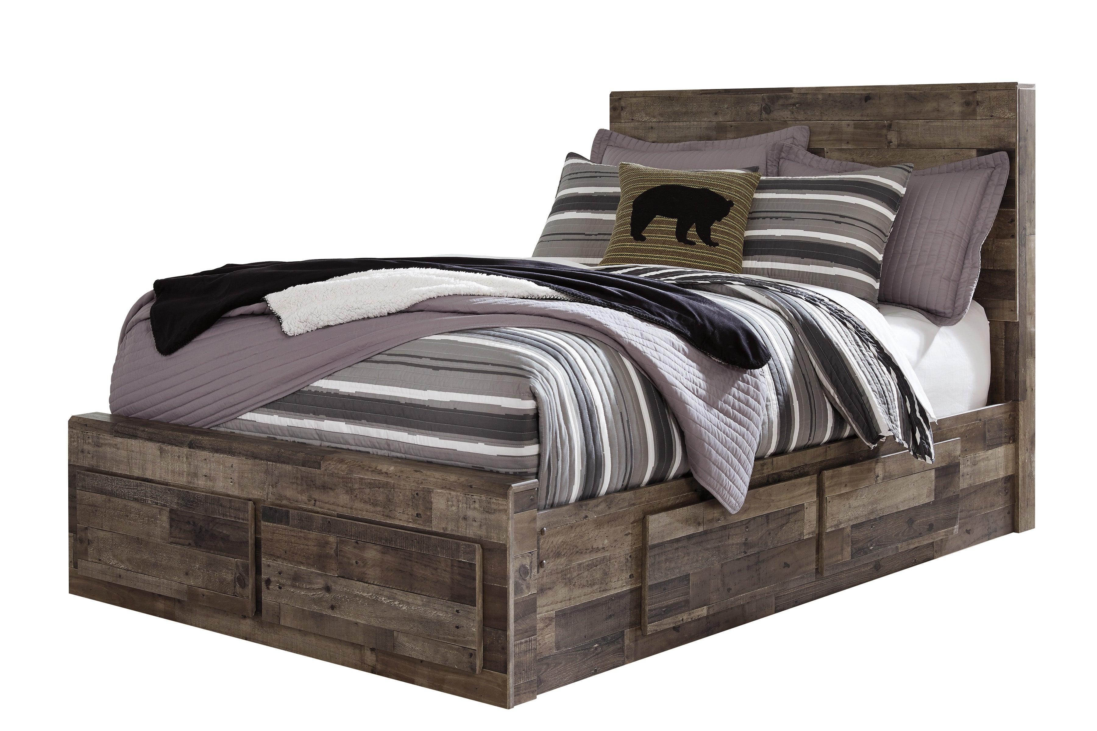 Derekson Multi Gray Double Side/Footboard Storage Platform Youth Bedroom Set - SET | B200-84S | B200-87 | B200-50(2) | B200-92 | B200-46 | B100-12 - Bien Home Furniture & Electronics