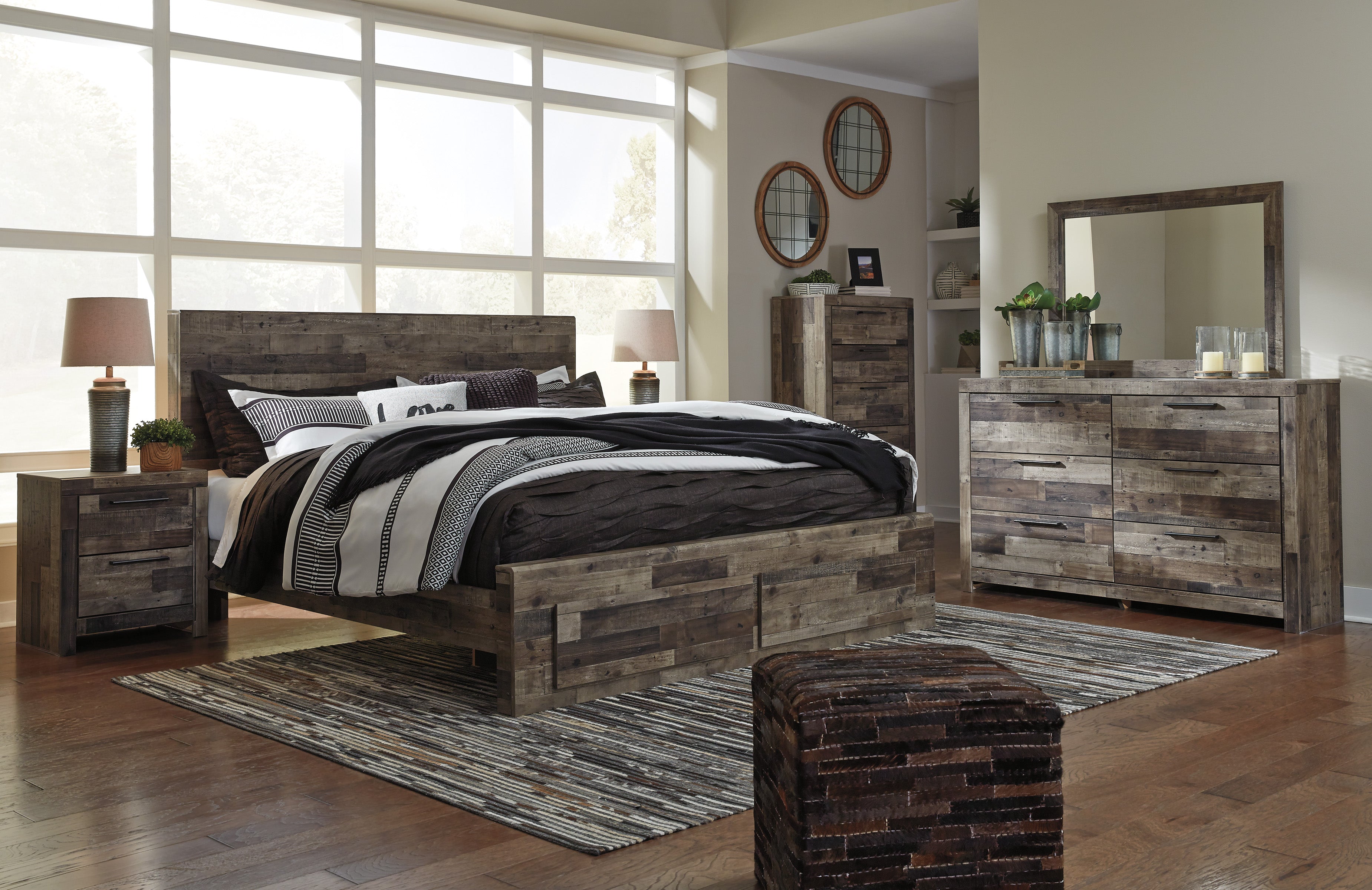Derekson Multi Gray Footboard Storage Platform Bedroom Set - SET | B200-54S | B200-57 | B200-95 | B200-31 | B200-92 | B100-13 - Bien Home Furniture & Electronics