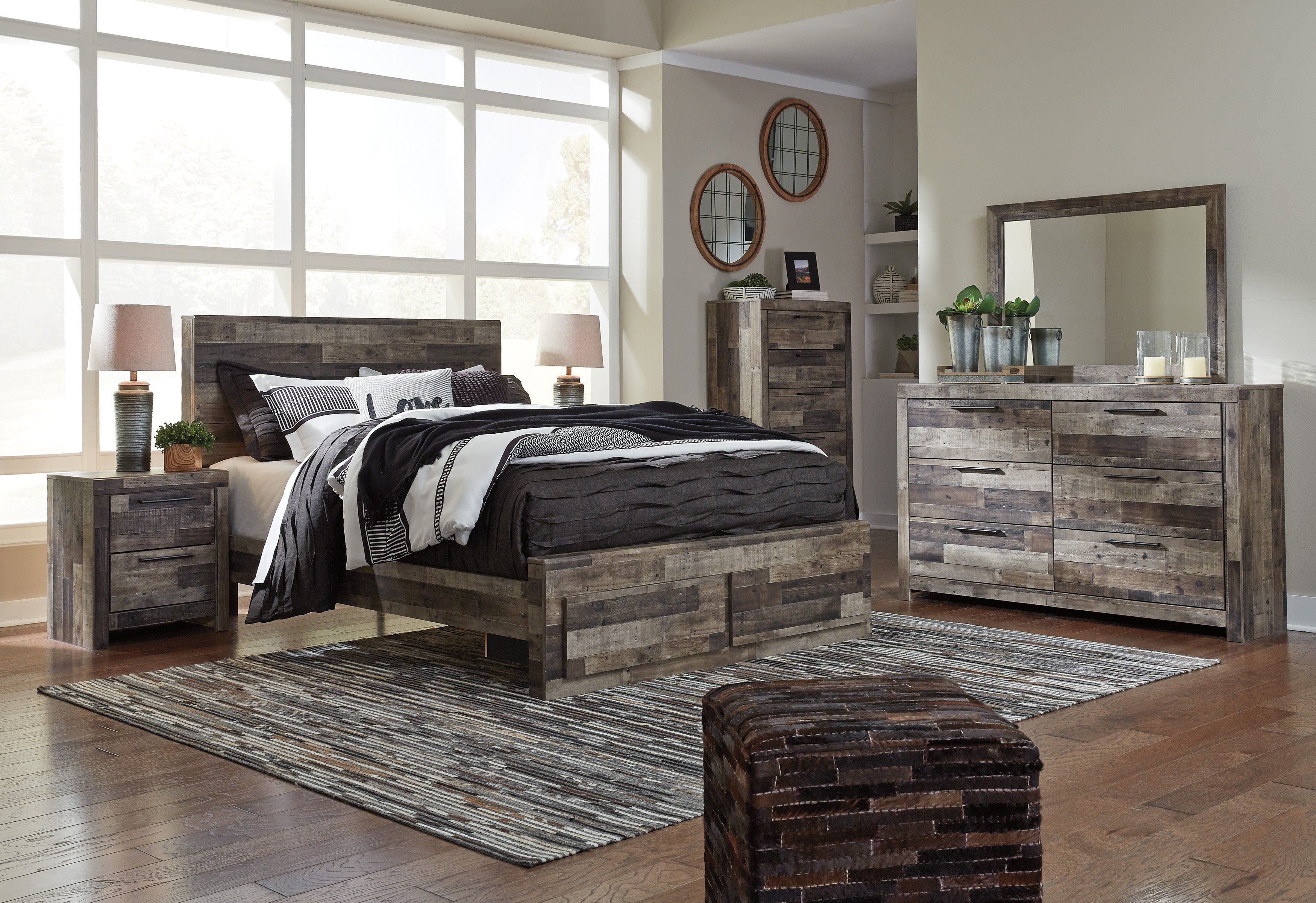 Derekson Multi Gray Footboard Storage Platform Bedroom Set - SET | B200-54S | B200-57 | B200-95 | B200-31 | B200-92 | B100-13 - Bien Home Furniture & Electronics